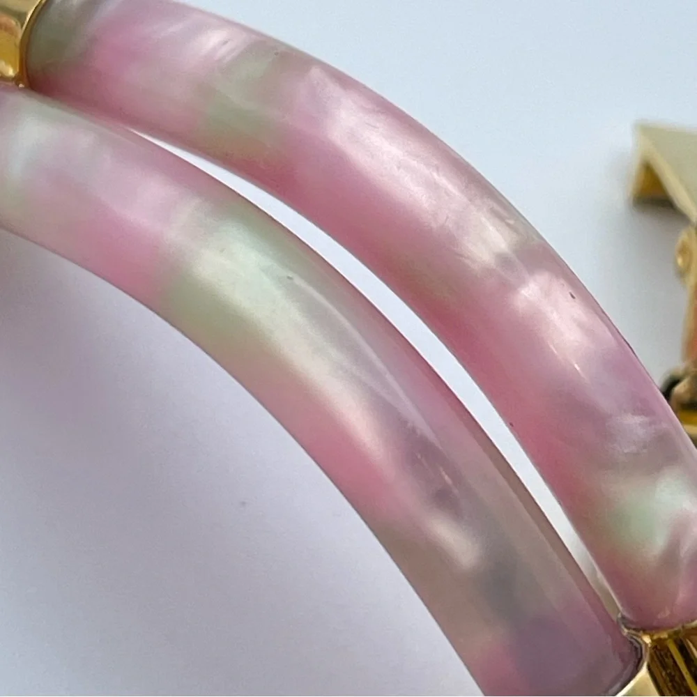 Lafayette Pink Mother of Pearl Bracelet Watch Gold Tone Quartz Brand New Battery